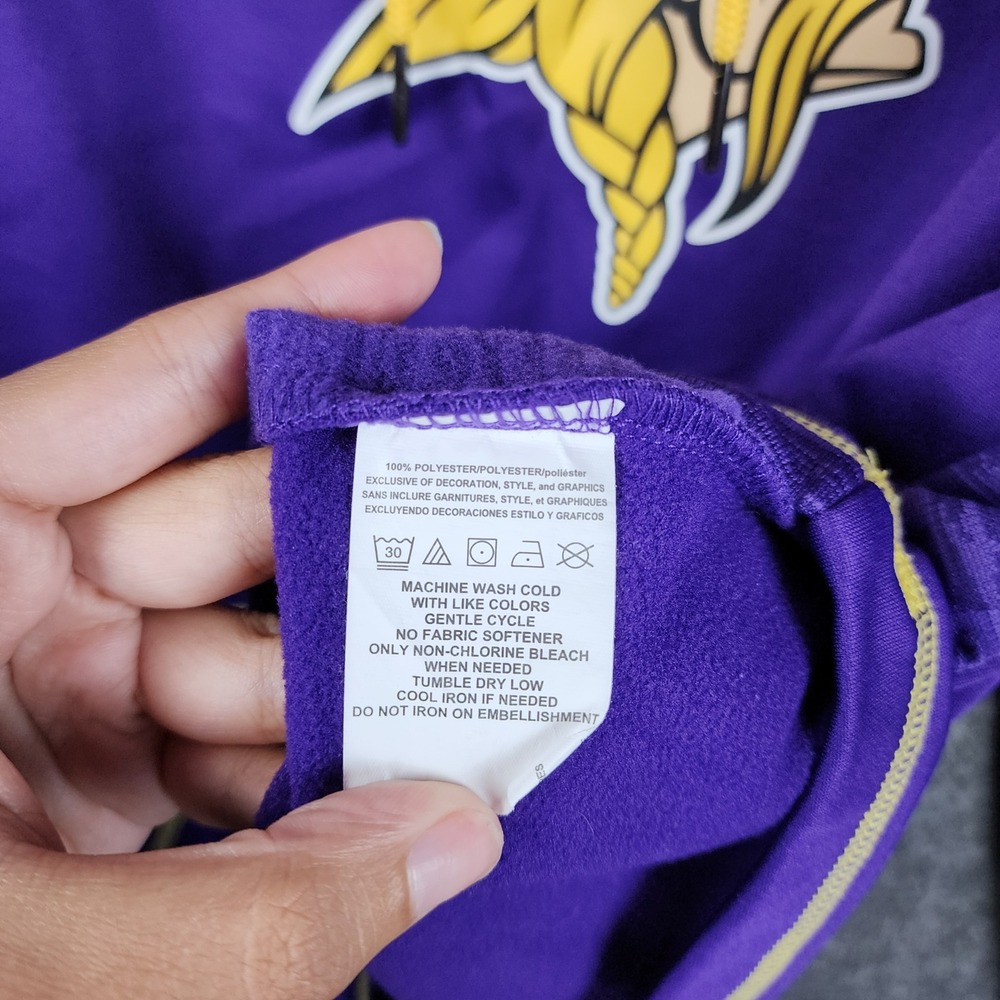 NFL Team Apparel Minnesota Vikings Hoodie Mens Medium Purple Space Dye Pullover - Picture 7 of 7